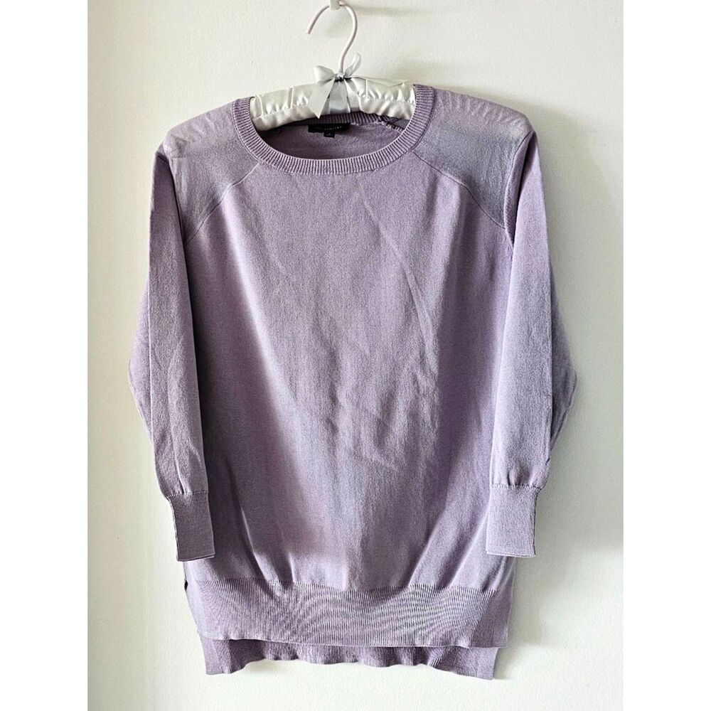 The Limited Women 3/4 Sleeves Lavender Sweater Size S Sheer Shoulders Side Slits